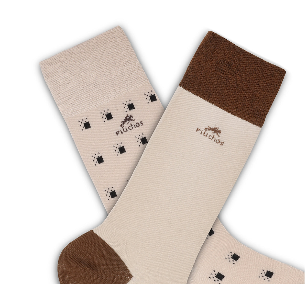 CA0009 Calcetin largo Beig-Black dots 2p-3