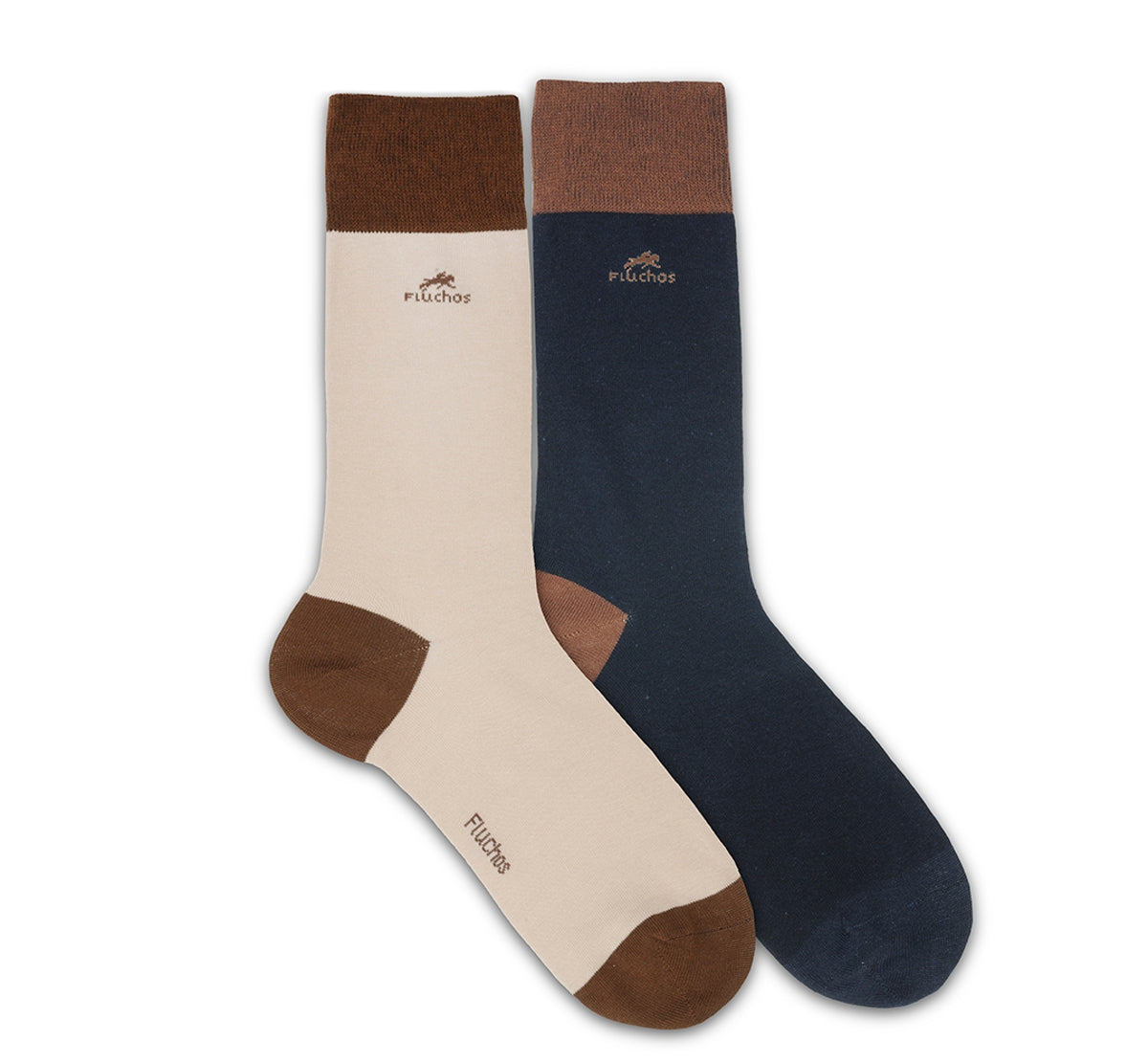 CA0009 Calcetin largo Navy-Beig 2p-0