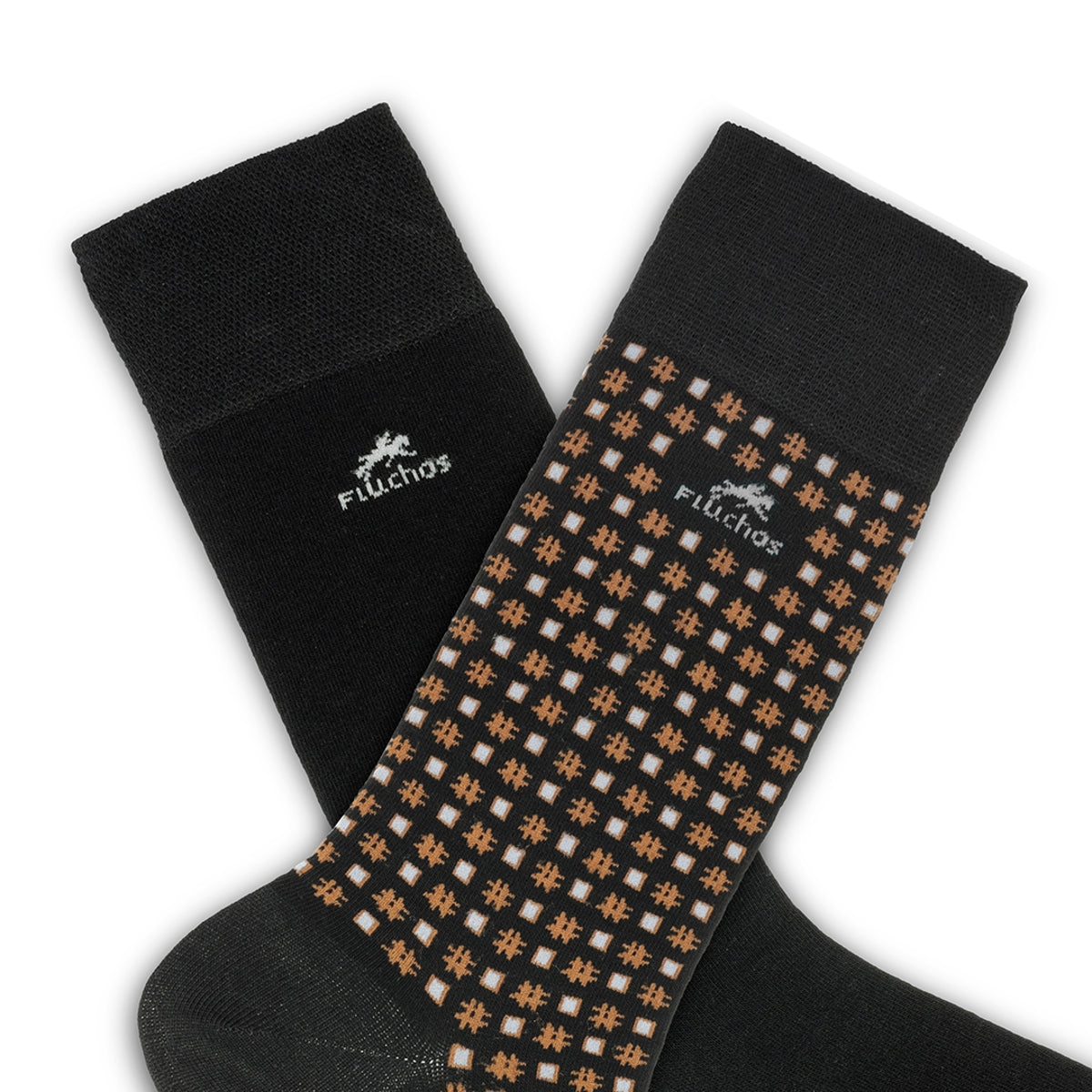 CA0009 Calcetin largo Black-Brown dots 2p-3
