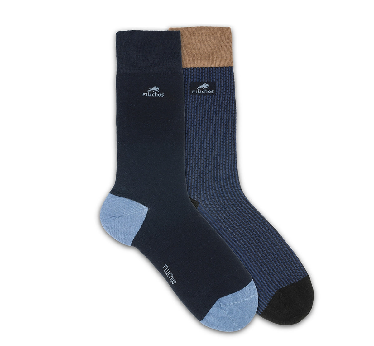 CA0009 Calcetin largo Blue-Navy brown 2p-0